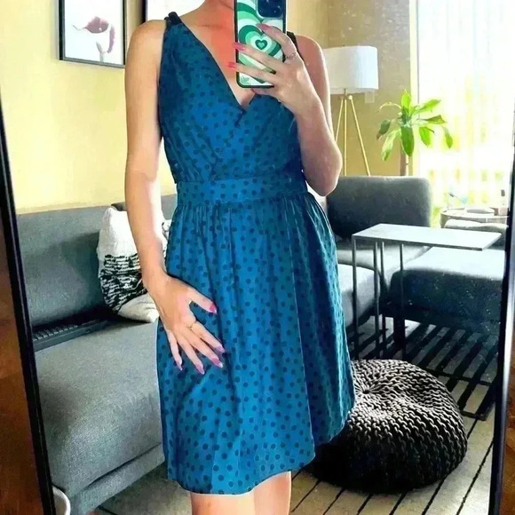 BCBGeneration Polka Dot Dark Blue Dress - Picture 1 of 5
